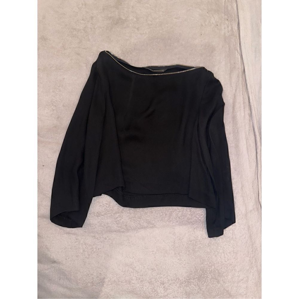 Women’s blouse with zipper collar long sleeve size M Zara